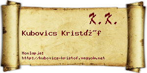 Kubovics Kristóf névjegykártya